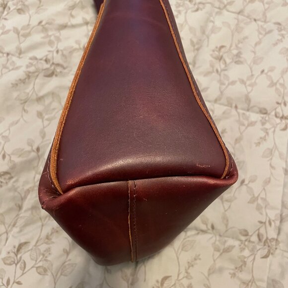 Portland Leather Triangle Shoulder Bag in Cognac Color - Picture 4 of 7
